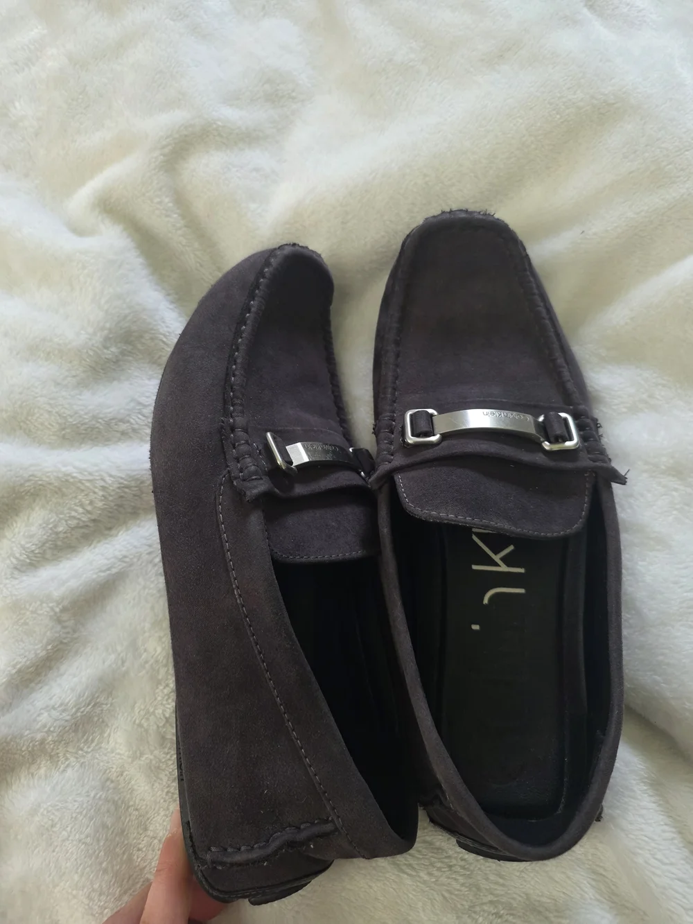Calvin Klein Men's Dark Grey Suede Moccasin Loafers